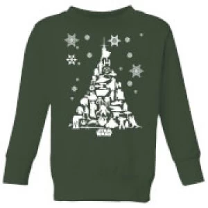 Image of Star Wars Character Christmas Tree Kids Christmas Sweatshirt - Forest Green - 11-12 Years