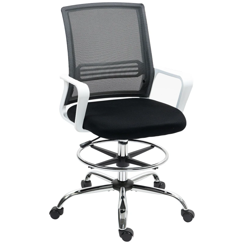 Image of HOMCOM Homcom - Draughtsman Chair, Mesh Ergonomic Drafting Chair, Black 5063603459250
