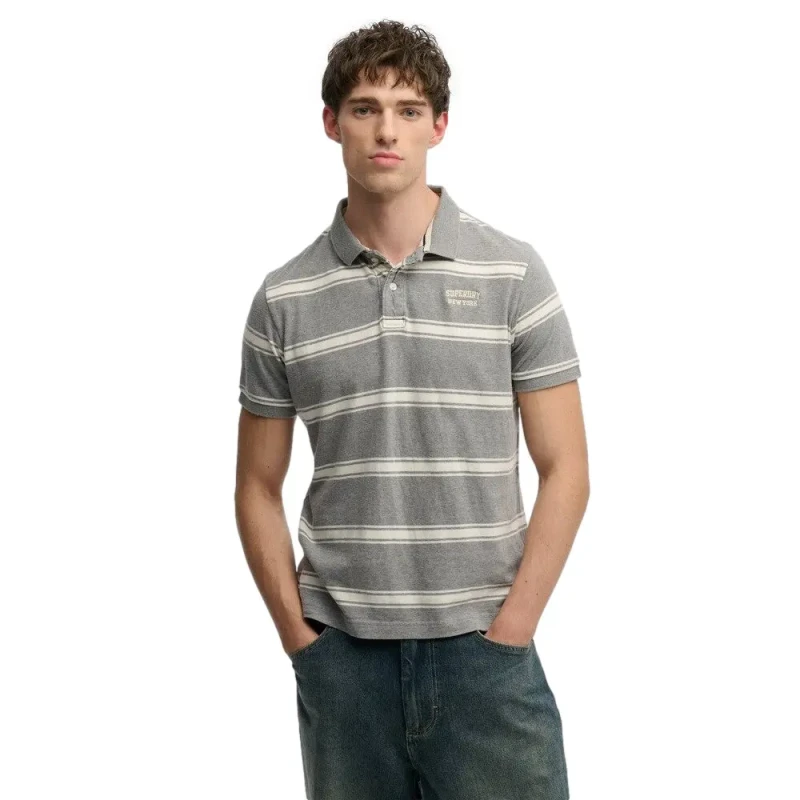 Image of Superdry Striped polo shirt Superdry Vintage Gris Male M