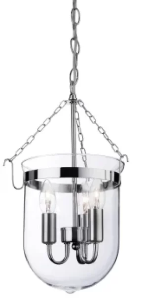 image of Regal 3 Light Lantern Chrome, Clear Glass, E14