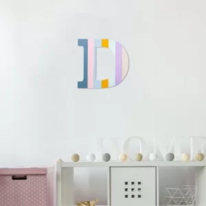 Image of Alphabet D Multicolor Decorative Wooden Wall Accessory
