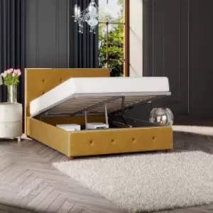 image of Hesper Ottoman Storage Bed, Plush Velvet, Ochre King - Laurence Llewelyn-bowen