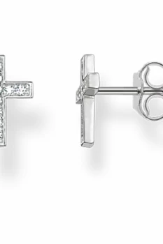 Image of Ladies Thomas Sabo Sterling Silver Glam & Soul Cross Stud Earrings H1880-051-14