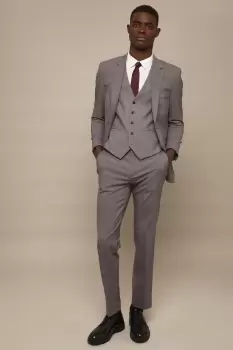 Image of Tailored Fit Light Grey Essential Suit Trousers