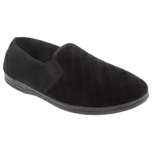 Zedzzz Mens Kevin Velour Twin Gusset Slippers (6 UK) (Black)