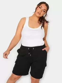 Image of Yours Yours Cargo Jogger Short Black, Size 26-28, Women