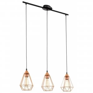 image of EGLO ES/E27 Tarbes Copper Coloured Pendant Light 3x60W - 94195