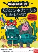 Image of mega mash up robots vs gorillas in the desert