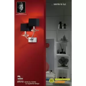 Image of Akira wall light with 2-light switch E14, polished chrome with Black lampshade