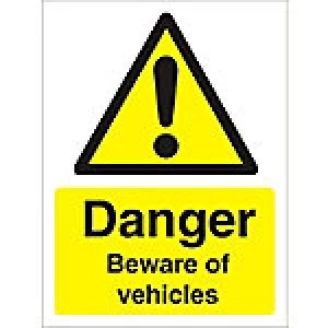 image of Warning Sign Beware Of Vehicles Plastic 40 x 30 cm