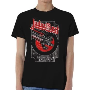 image of Judas Priest - Silver and Red Vengeance Unisex Large T-Shirt - Black