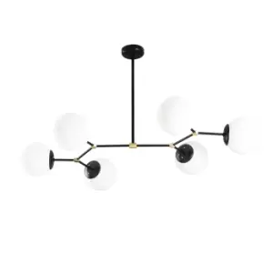 image of Model 11 Deco 6-light Globe Pendant Lamp Black