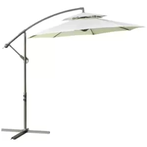 image of Outsunny 2.7M Cantilever Banana Parasol Outdoor Sun Shade With Crank - Beige