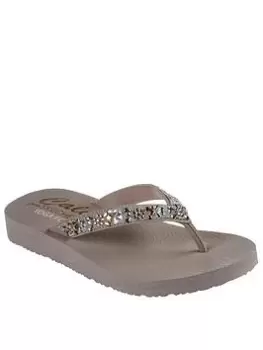 Image of Skechers Meditation Garden Bliss Flip Flops, Taupe, Size 8, Women