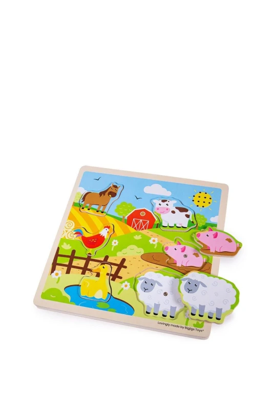 Image of Bigjigs Toys Wooden Farm Sounds Puzzle Multi unisex