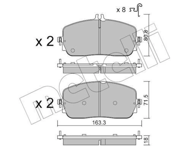 Image of METELLI Brake pad set METELLI 22-1357-0