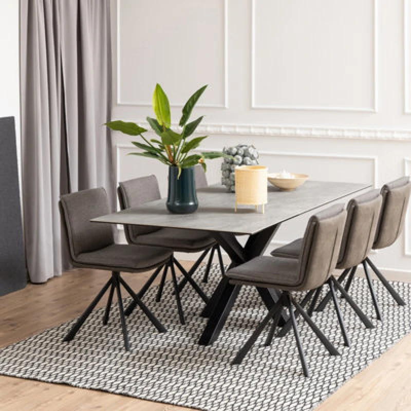 Image of Furniture To Go Heaven Dining Table With Ceramic Grey Top (L) 200Cm Seats Up To 6