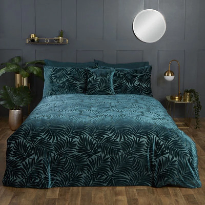 Image of Rapport Home Paloma Floral Cotton Duvet Set with Pillowcase Emerald