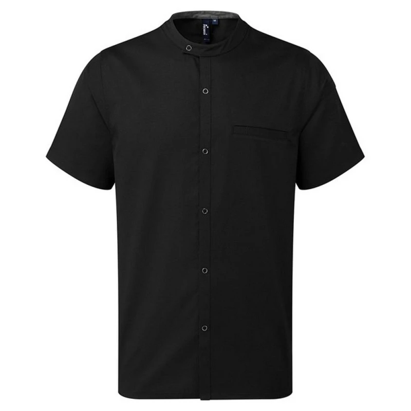 Image of Premier Premier Men Recyclight Short-Sleeved Chef Shirt in Black Size: 3X-Large Black XXXL Male 5063470167524