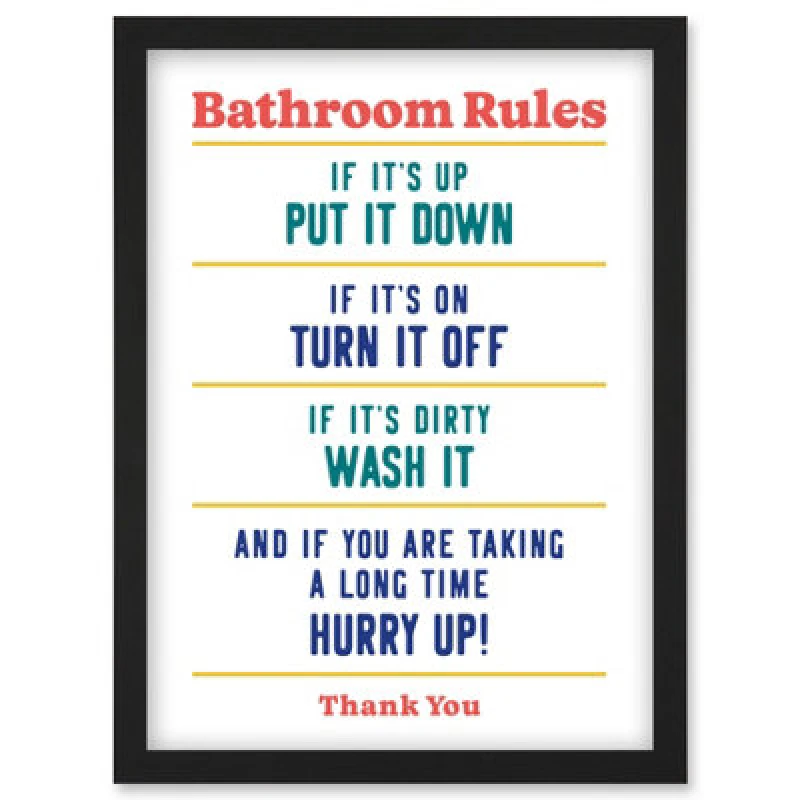 Image of Artery8 Funny Bathroom Rules Art Toilet Rules Sign Wall Art Wall Art Print - A4 Size