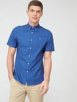 Image of Farah Brewer Short Sleeve Oxford Shirt - Dusky Blue