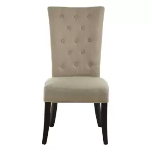 Image of Dining Chair in Natural Linen with Fabric Buttons