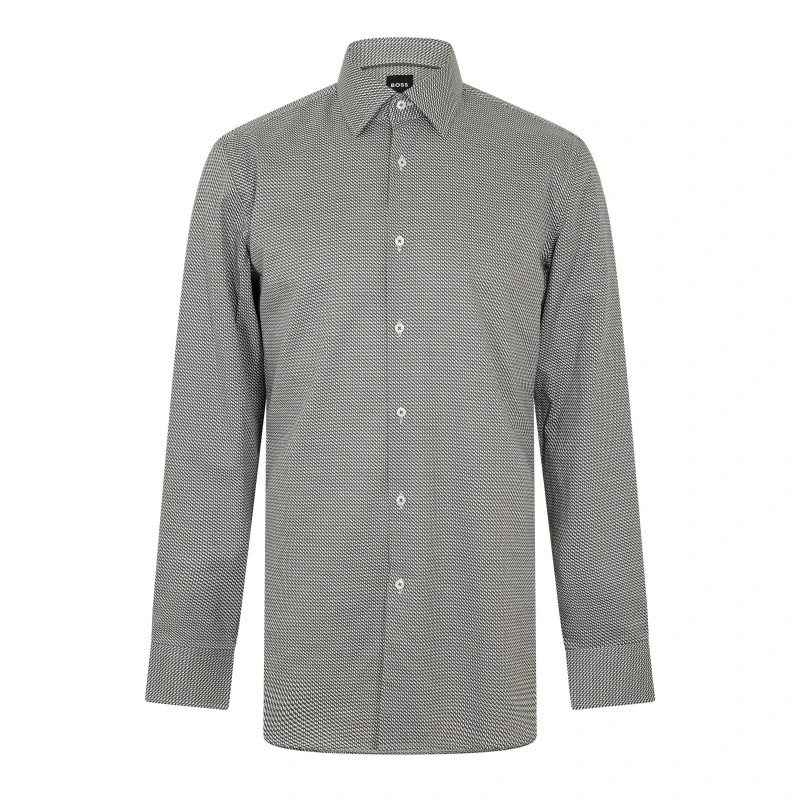 Image of Boss Mens Hank Kent Oxford Shirt, Comfortable Regular-Fit Dark Green male 15 inch