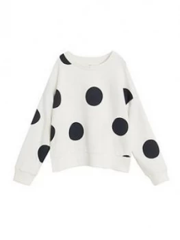 Mango Girls Large Spot Sweatshirt - White, Size Age: 5 Years, Women