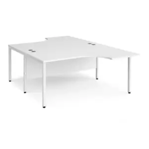 image of Office Desk 2 Person Rectangular Desk 1600mm White Tops With White Frames Maestro 25