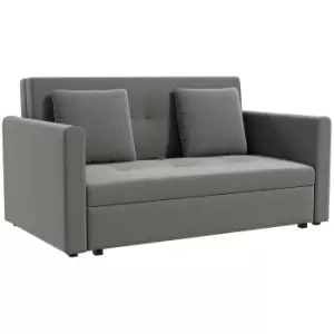 Image of HOMCOM 2 Seater Sofa Bed, Convertible Bed Settee, Modern Fabric Loveseat Sofa Couch w/ Cushions, Hidden Storage for Guest Room, Light Grey