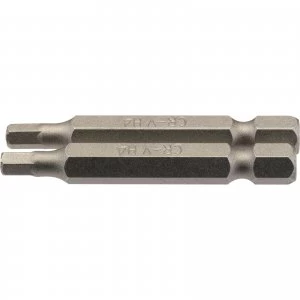 Image of Draper Hex Screwdriver Bit Hex 4mm 50mm Pack of 2