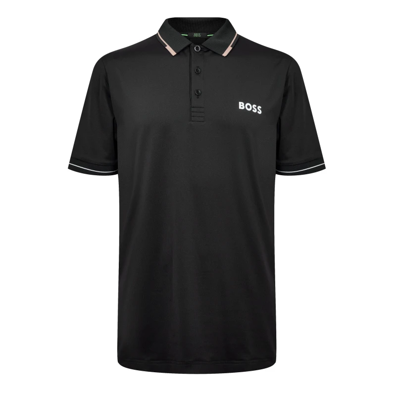 Image of Boss Mens Paul Pro Performance Short Sleeve Polo Shirt Black 005 male S
