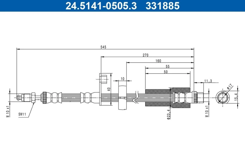 Image of ATE 24.5141-0505.3 Brake Hose Brake Hose (83)