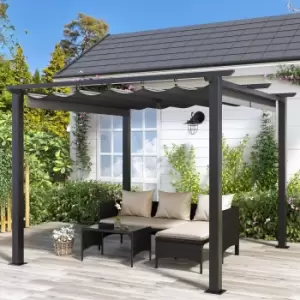 image of 3x3M Outdoor Retractable Pergola with Canopy Patio Metal Shelter for Garden Lawn Patio Grey