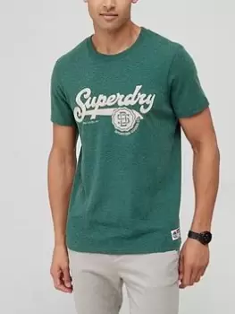 image of Superdry Vintage Script T-Shirt - Green Marl, Green Marl Size XL Men