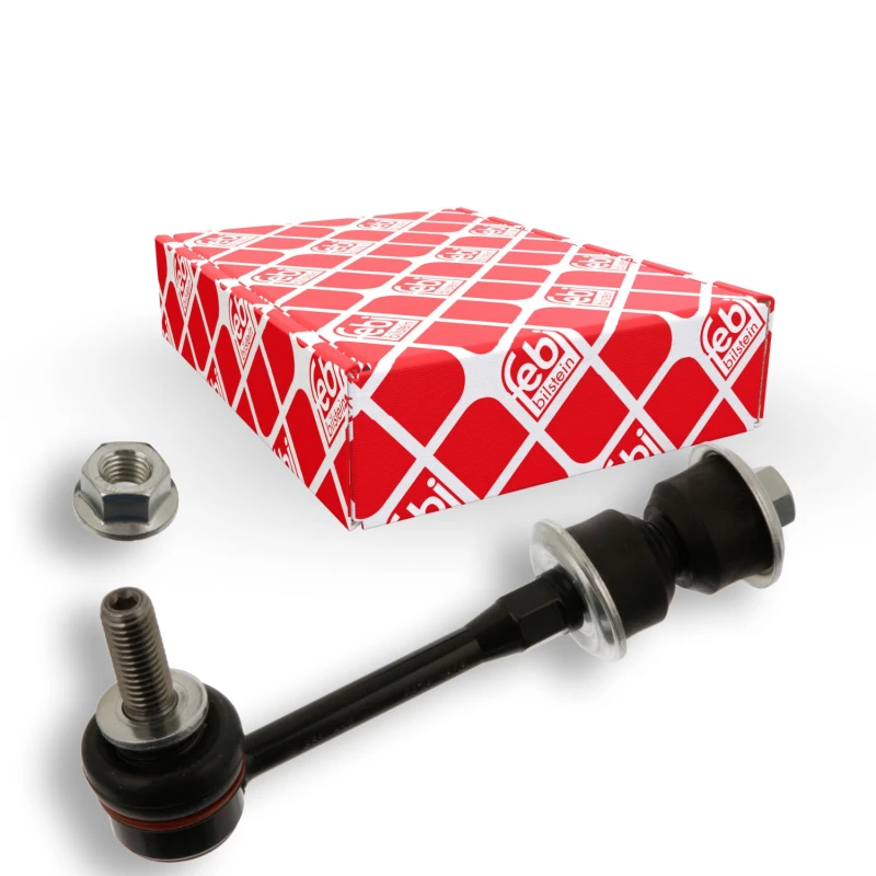 Image of FEBI BILSTEIN 43532 Anti-roll bar link Rear Axle Right, with rubber mounts, with washers Steel Link Stabiliser (3229)
