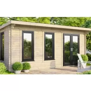 Image of Power Sheds 18 x 14ft Right Hand Door Pent Notched Logs Log Cabin