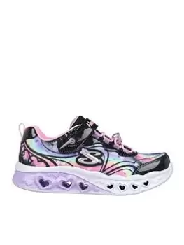 Image of Skechers Girls Flutter Heart Lights Glitter Trainer, Black, Size 12 Younger