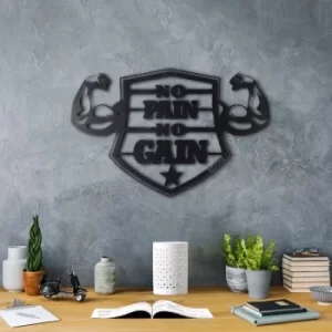 Image of No Pain No Gain Black Decorative Metal Wall Accessory