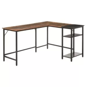 Image of Homcom Computer Desk With Adjustable Storage Shelf Compact Workstation Rustic Wood Finish