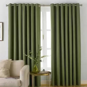 Image of Moon Premium Thermal Blackout Eyelet Curtains Khaki, Khaki / 168 x 137cm