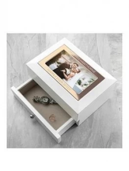 image of Personalised White And Rose Gold Photo Jewellery Chest With Drawer