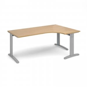 image of TR10 Deluxe Right Hand Ergonomic Desk 1800mm - Silver Frame Oak Top