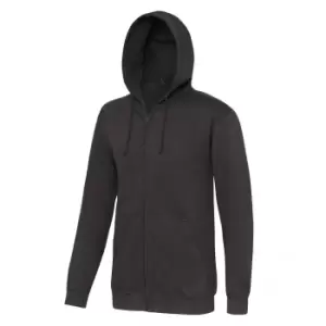 Image of Awdis Plain Mens Hooded Full Zip Hoodie / Zoodie (S) (Storm Grey)