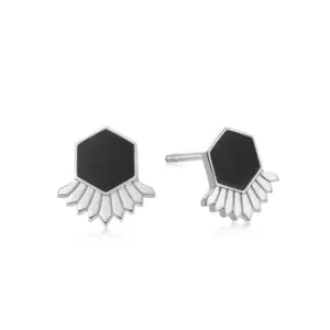 Image of Daisy London 925 Sterling Silver Hexagon Palm Stud Earrings Sterling Silver