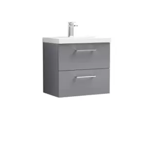 image of Nuie Arno 600mm Wall Hung 2 Drawer Vanity & Basin 1 Cloud Grey