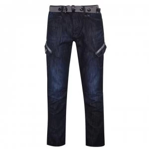 image of Airwalk Belted Cargo Jeans Mens - Dark Wash