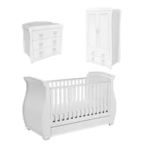 image of Babymore Bel White Room Set 3 Pieces Cot Bed, Chest Changer and Wardrobe