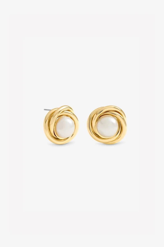 Image of Jon Richard Womens Gold Plated & Pearl Statement Earrings Gold Female One Size