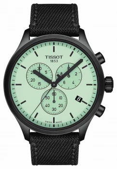 image of Tissot Mens Chrono XL Green Dial Black Fabric Strap Watch